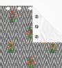 Grey Floral Polyester 7 Ft Light Filtering Eyelet Door Curtains (Set of 2)