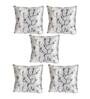 Grey Floral Polyester Blend 16 x 16 Inches Cushion Covers (Set of 5)