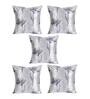 Grey Floral Polyester Blend 16 x 16 Inch Cushion Covers (Set of 5)