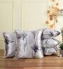 Grey Floral Polyester Blend 16 x 16 Inch Cushion Covers (Set of 5)