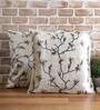 Grey Floral Polyester Blend 24 x 24 Inch Cushion Covers (Set of 2)