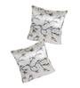 Grey Floral Polyester Blend 24 x 24 Inch Cushion Covers (Set of 2)