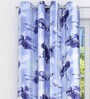Grey Polyester Blend Floral Light Filtering Set of 2 Eyelet Window Curtain