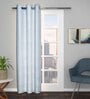 Grey Polyester Blend Geometric 8ft Light Filtering Eyelet Long Curtain