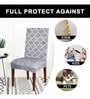 Grey Printed Polyester Blend 14x38 Inches Chair Covers (Pack of 4)