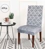 Grey Printed Polyester Blend 14x38 Inches Chair Covers (Pack of 4)