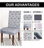 Grey Printed Polyester Blend 14x38 Inches Chair Covers (Pack of 4)
