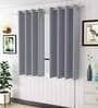 Grey Solid Polyester 5 Ft Light Filtering Eyelet Window Curtains (Set of 2)