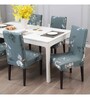 Grey Polyester Floral Stretchable Chair Covers (Pack of 4)