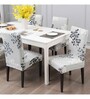 Grey Polyester Floral Stretchable Chair Covers (Pack of 4)