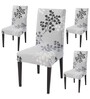Grey Polyester Floral Stretchable Chair Covers (Pack of 4)
