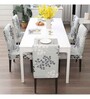 Grey Polyester Floral Stretchable Chair Covers (Pack of 4)