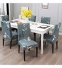 Grey Polyester Floral Stretchable Chair Covers (Pack of 4)