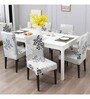 Grey Polyester Floral Stretchable Chair Covers (Pack of 4)