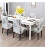 Grey Polyester Floral Stretchable Chair Covers (Pack of 4)