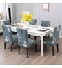 Grey Polyester Floral Stretchable Chair Covers (Pack of 4)