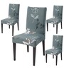 Grey Polyester Floral Stretchable Chair Covers (Pack of 4)