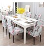 Grey Polyester Floral Stretchable Chair Covers (Pack of 6)