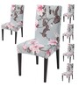 Grey Polyester Floral Stretchable Chair Covers (Pack of 6)