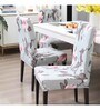 Grey Polyester Floral Stretchable Chair Covers (Pack of 6)