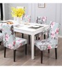 Grey Polyester Floral Stretchable Chair Covers (Pack of 6)