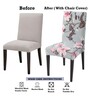 Grey Polyester Floral Stretchable Chair Covers (Pack of 6)