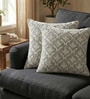Grey Polyester Floral 16x16 inches Cushion Covers Set of 2