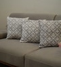 Grey Polyester Floral 16x16 inches Cushion Covers Set of 3
