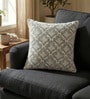 Grey Polyester Floral 18x18 inches Cushion Cover