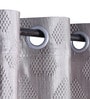Grey Polyester Floral Light Filtering Eyelet 7 Feet Door Curtain