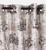 Grey Polyester Floral Light Filtering Eyelet 7 Feet Door Curtains (2 Pc)