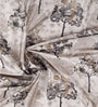Grey Polyester Floral Light Filtering Eyelet 7 Feet Door Curtains (2 Pc)