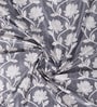 Grey Polyester Floral Light Filtering Eyelet 7 Feet Door Curtains (2 Pc)