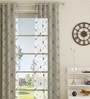 Grey Polyester Floral 7ft Sheer Eyelet 1 Pc Door Curtain