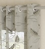 Grey Polyester Floral 7ft Sheer Eyelet 1 Pc Door Curtain