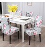 Grey Polyester Floral Stretchable Chair Cover (1Pc)