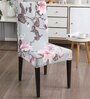 Grey Polyester Floral Stretchable Chair Cover (1Pc)