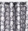 Grey Polyester Floral Light Filtering Eyelet 9 Feet Door Curtains (2 Pc)