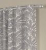 Grey Polyester Floral 5ft Semisheer Eyelet (2 pc) Window Curtains