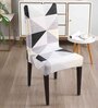 Grey Polyester Geometric Stretchable Chair Covers (Pack of 4)