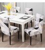 Grey Polyester Geometric Stretchable Chair Covers (Pack of 4)