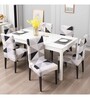 Grey Polyester Geometric Stretchable Chair Covers (Pack of 4)