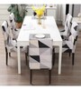 Grey Polyester Geometric Stretchable Chair Covers (Pack of 4)