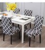 Grey Polyester Geometric Stretchable Chair Covers (Pack of 6)