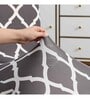 Grey Polyester Geometric Stretchable Chair Covers (Pack of 6)