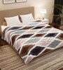 Grey Polyester Geometric 300 GSM Finley Double Bed Blankets