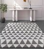 Grey Polyester Geometric 60 x 84 Inches Flat Weaves Dhurries