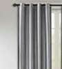 Grey Polyester Geometric 8 Ft Blackout Eyelet 2 Door Curtains