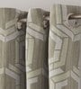 Grey Geometric Polyester 7 Ft Blackout Eyelet Door Curtains (Set of 2)
