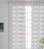 Grey Polyester Geometric 7ft Sheer Eyelet 1 Pc Door Curtain